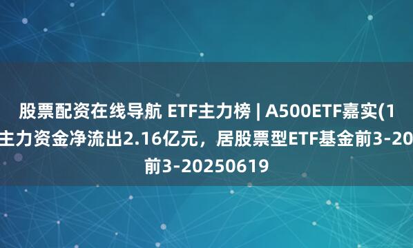 股票配资在线导航 ETF主力榜 | A500ETF嘉实(159351)主力资金净流出2.16亿元，居股票型ETF基金前3-20250619