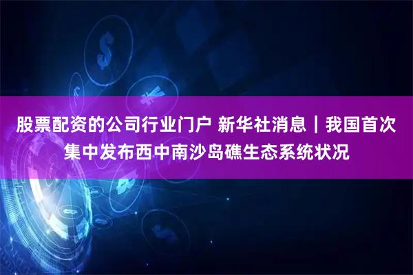 股票配资的公司行业门户 新华社消息｜我国首次集中发布西中南沙岛礁生态系统状况